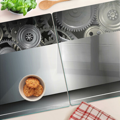 Snijplanken glas Mechanische tandwielen en metalen oppervlakken