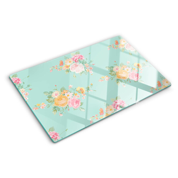 Glazen snijplanken Bloemenpatroon in pastelkleuren