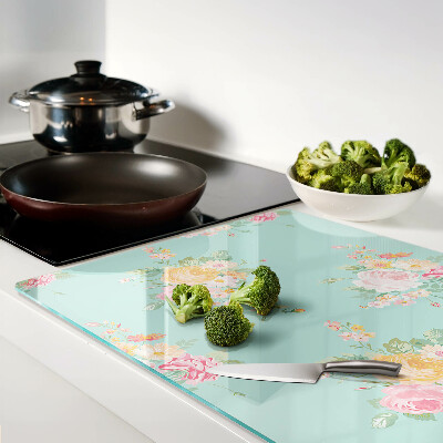 Glazen snijplanken Bloemenpatroon in pastelkleuren