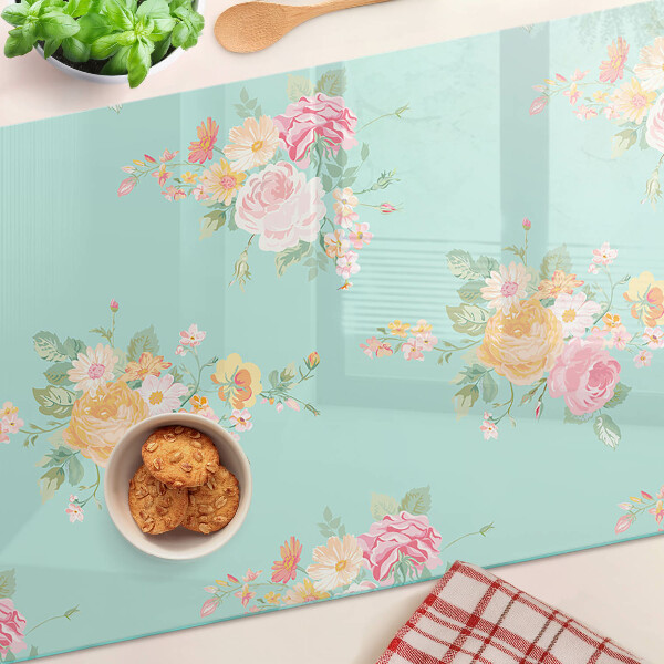 Glazen snijplanken Bloemenpatroon in pastelkleuren