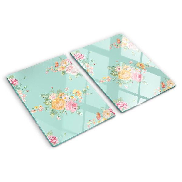 Glazen snijplanken Bloemenpatroon in pastelkleuren