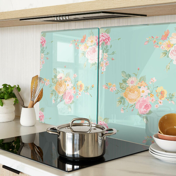 Glazen snijplanken Bloemenpatroon in pastelkleuren