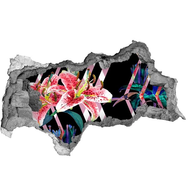 Zelfklevende 3D wandsticker illusie Bloemengat in de muur