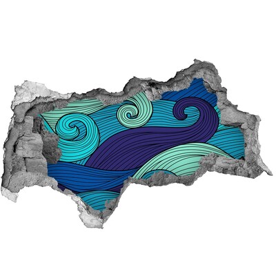 Zelfklevende 3D wandsticker illusie Golven in de oceaan