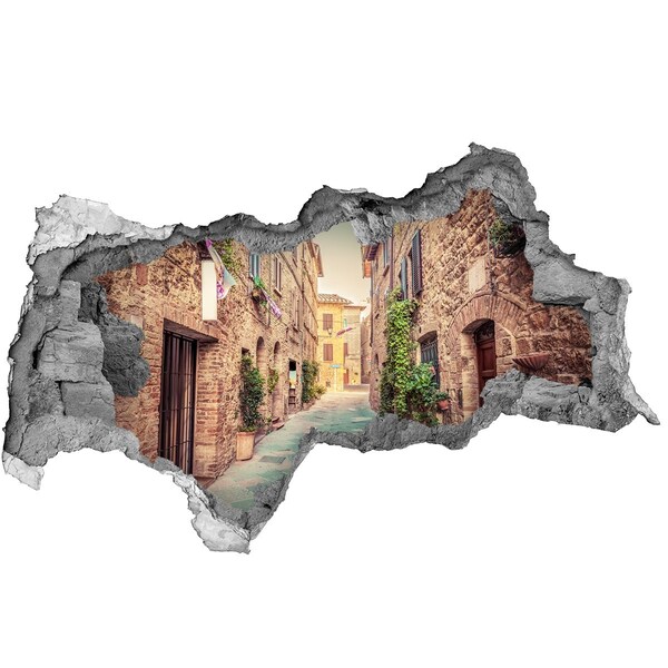 3D muursticker gescheurde muur De charmante straatjes van Toscane