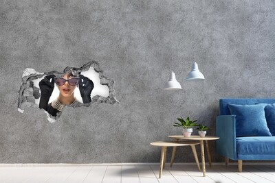 3D sticker gat in stenen muur Stijlvolle elegantie in een gat in de muur