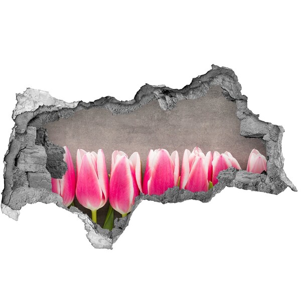 Zelfklevende 3D wandsticker illusie Tulpen in beton