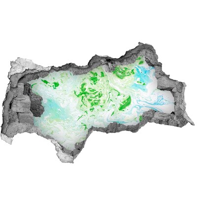 3D muursticker gescheurde muur Een groene oase in een gat in de muur.