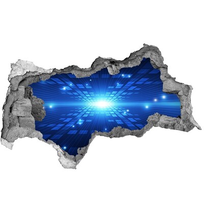 Wandsticker 3D doorkijk Digitale ruimte achter de muur