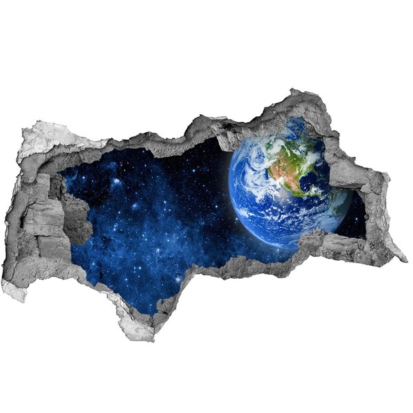 3D muursticker gescheurde muur Kosmisch uitzicht vanuit een gat in de muur