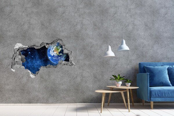 3D muursticker gescheurde muur Kosmisch uitzicht vanuit een gat in de muur