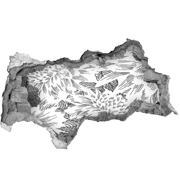 3D sticker gat in stenen muur Gat in de muur Bloemenpatroon