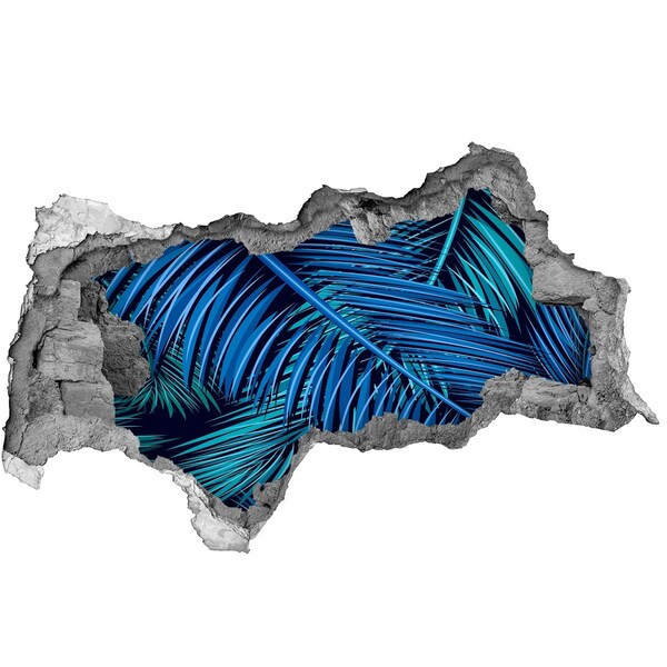 3D muursticker gescheurde muur Tropische oase met palmbomen