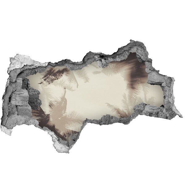 3D muursticker gescheurde muur Tropische oase achter de muur