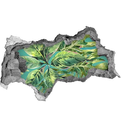 3D sticker gat in stenen muur Groene jungle achter de muur