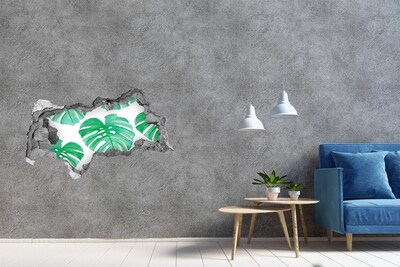 Wandsticker 3D doorkijk Groene jungle achter de muur
