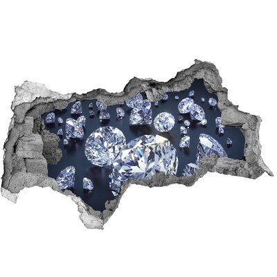 Wandsticker 3D doorkijk Glanzende diamanten in de muur