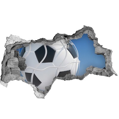 3D muursticker gescheurde muur Voetbal in de lucht