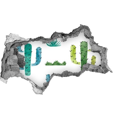 Wandsticker 3D doorkijk Groen landschap met cactussen