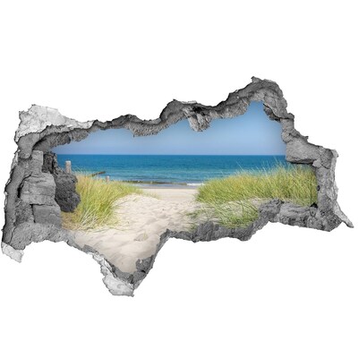 Wandsticker 3D doorkijk Uitzicht op het strand