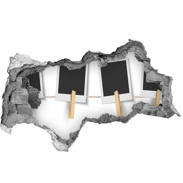 3D muursticker gescheurde muur Een beschadigde muur met fotolijsten