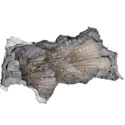 3D sticker gat in stenen muur Waterdruppels op glas