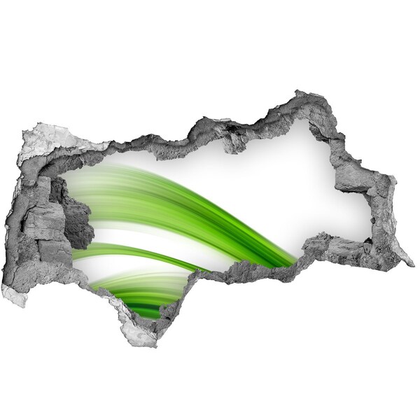 Wandsticker 3D doorkijk Groene weide door een gat in de muur