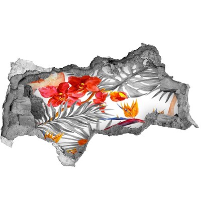 3D sticker gat in stenen muur Tropisch paradijs achter de muur