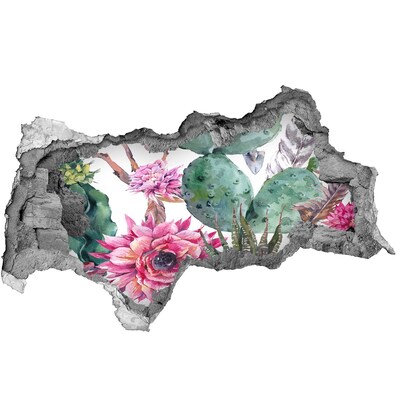 Zelfklevende 3D wandsticker illusie Een bloemenparadijs achter de muur