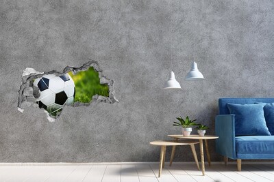 3D muursticker gescheurde muur Voetbal op het veld