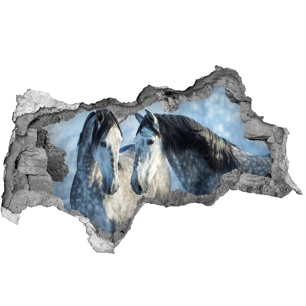 Wandsticker 3D doorkijk Paarden in de virtuele ruimte