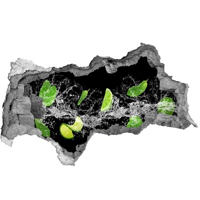 3D muursticker gescheurde muur Verfrissende limoencocktail