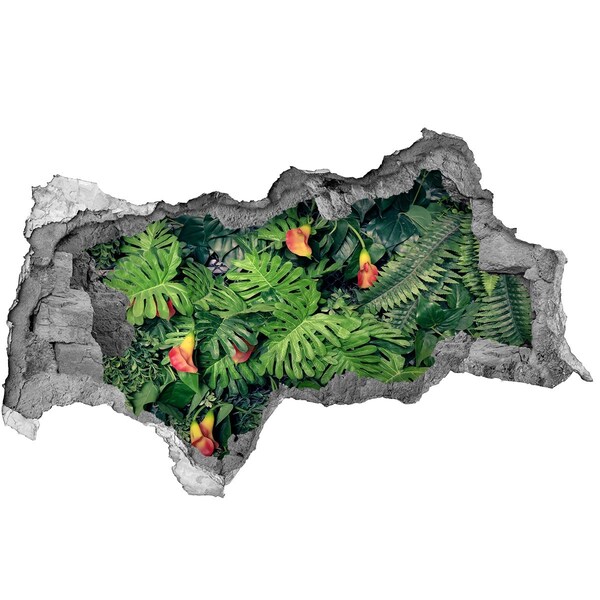 3D muursticker gescheurde muur Tropische tuin achter de muur