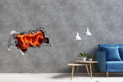 3D sticker gat in stenen muur Burning Horse in a Hole in the Wall