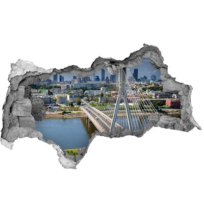 3D sticker gat in stenen muur Brug in Warschau
