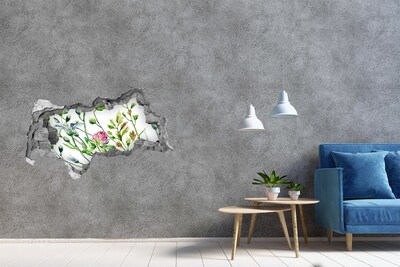 3D sticker gat in stenen muur Bloementuin achter de muren