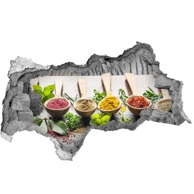 3D sticker gat in stenen muur Keukenspecerijen in houten lepels