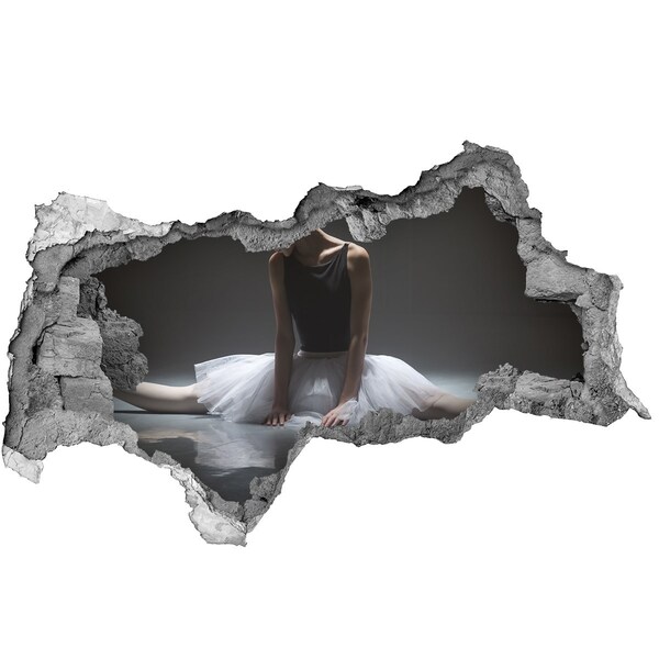3D sticker gat in stenen muur Danseres in een balletpose