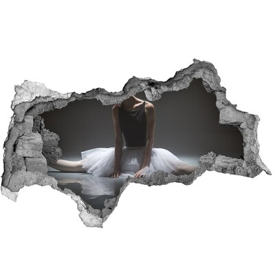 3D sticker gat in stenen muur Danseres in een balletpose