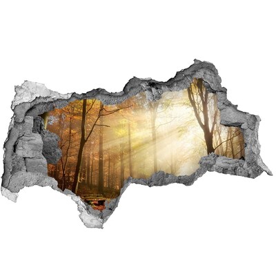 Zelfklevende 3D wandsticker illusie Gouden bos in de zonnestralen