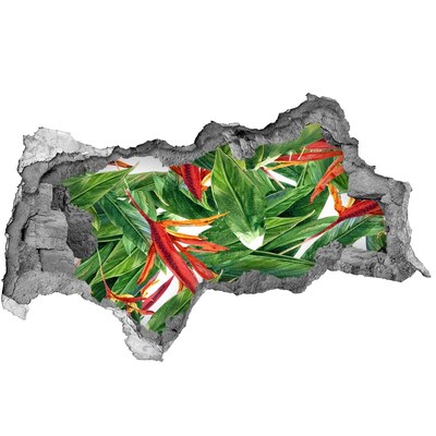 Zelfklevende 3D wandsticker illusie Tropisch paradijs achter de muur