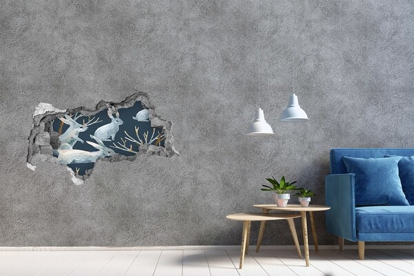 Wandsticker 3D doorkijk Konijntjes in de diepte van de zee