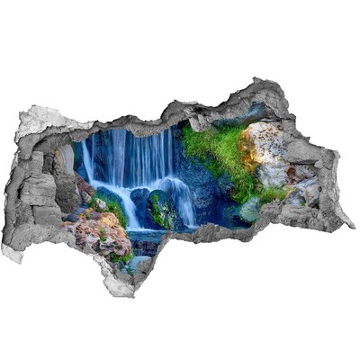 Zelfklevende 3D wandsticker illusie Een waterval in een groene omgeving