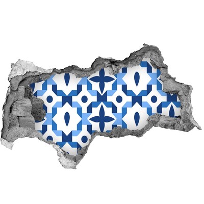 Zelfklevende 3D wandsticker illusie Blauwe patronen op de muur