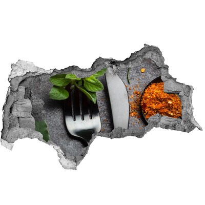 3D sticker gat in stenen muur De culinaire wereld achter de muren