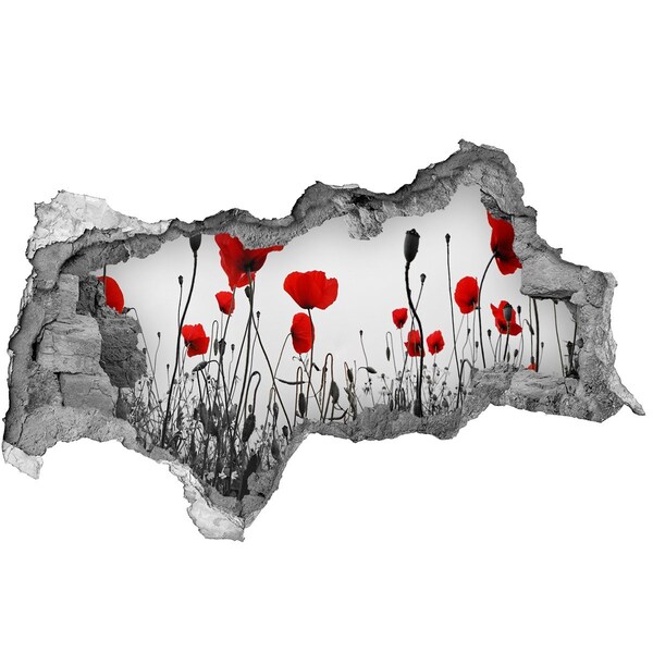 Zelfklevende 3D wandsticker illusie Bloemen in de ruïnes