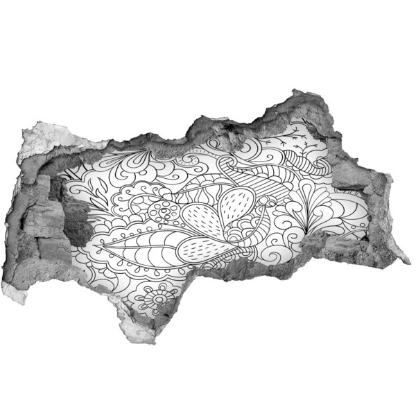 Zelfklevende 3D wandsticker illusie Een kleurrijke wereld in een gat