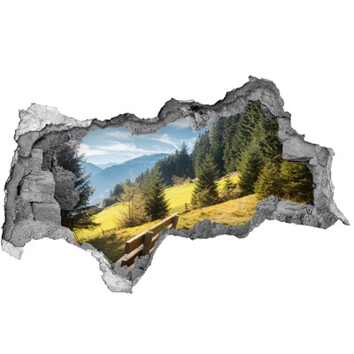 Zelfklevende 3D wandsticker illusie Uitzicht op het bergdal