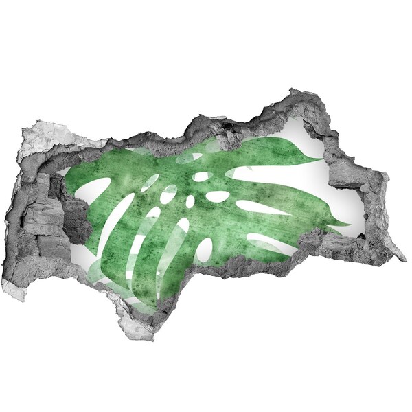 Zelfklevende 3D wandsticker illusie Groen blad in een beschadigde muur