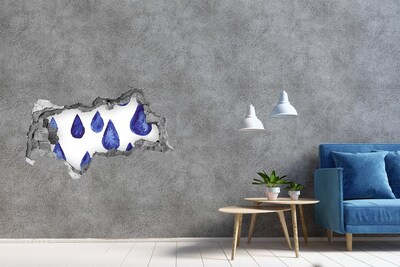 3D muursticker gescheurde muur Waterdruppels op de muur